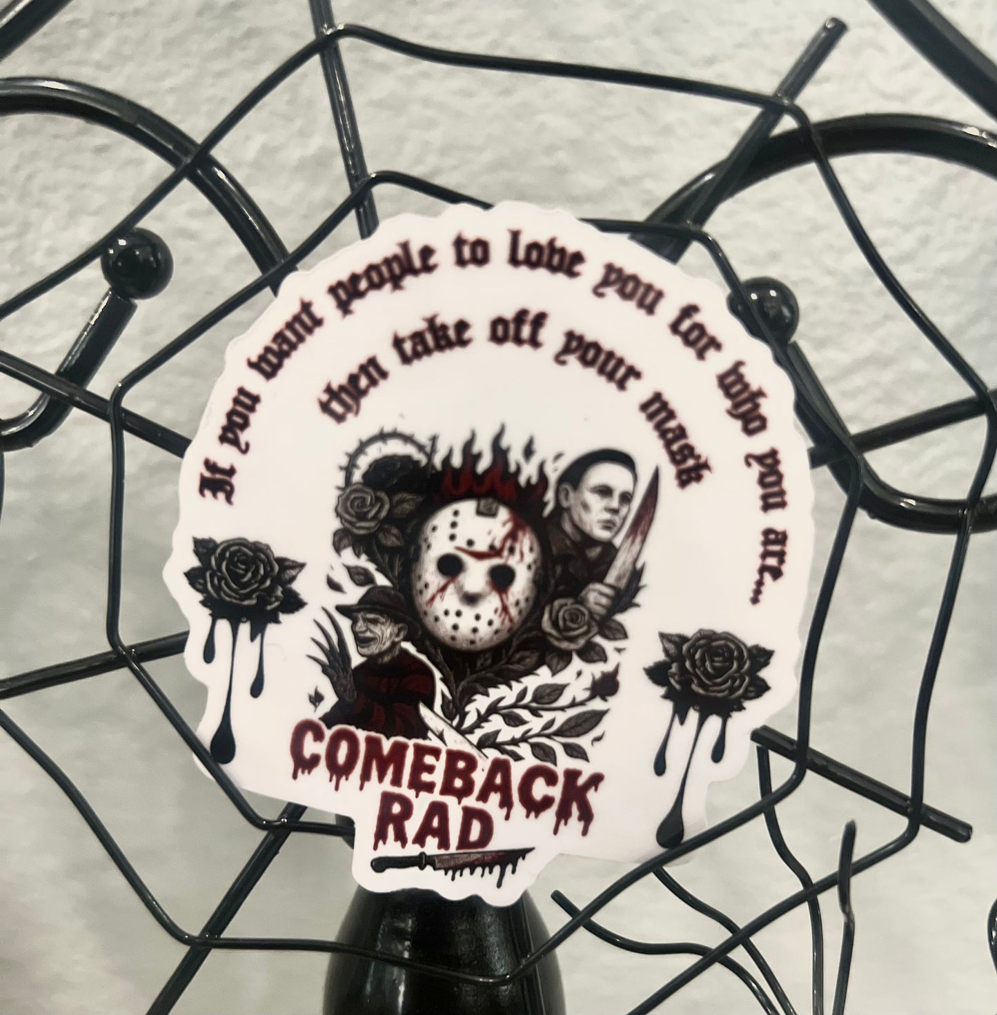 Take Off Your Mask Freddy Jason and Michael Sticker