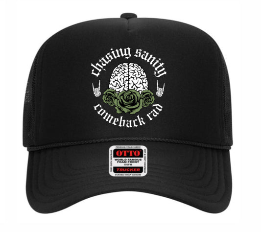 Black Chasing Sanity Comeback Rad trucker hat
