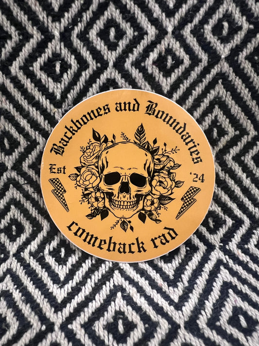 Yellow Backbones and Boundaries Comeback Rad sticker