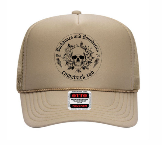 Khaki Backbones and Boundaries Comeback Rad trucker hat
