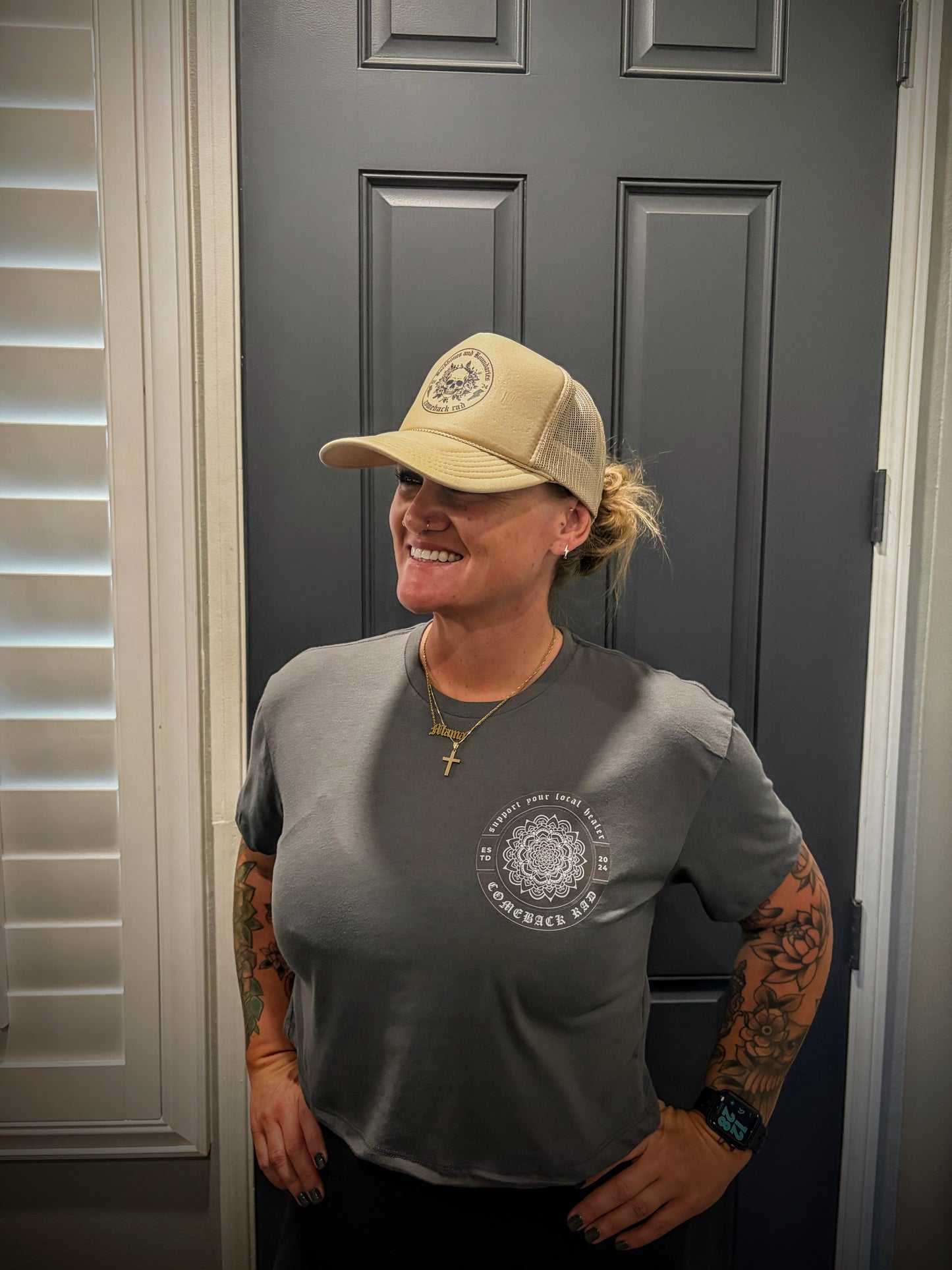 Support Your Local Healer Gray Crop Tee