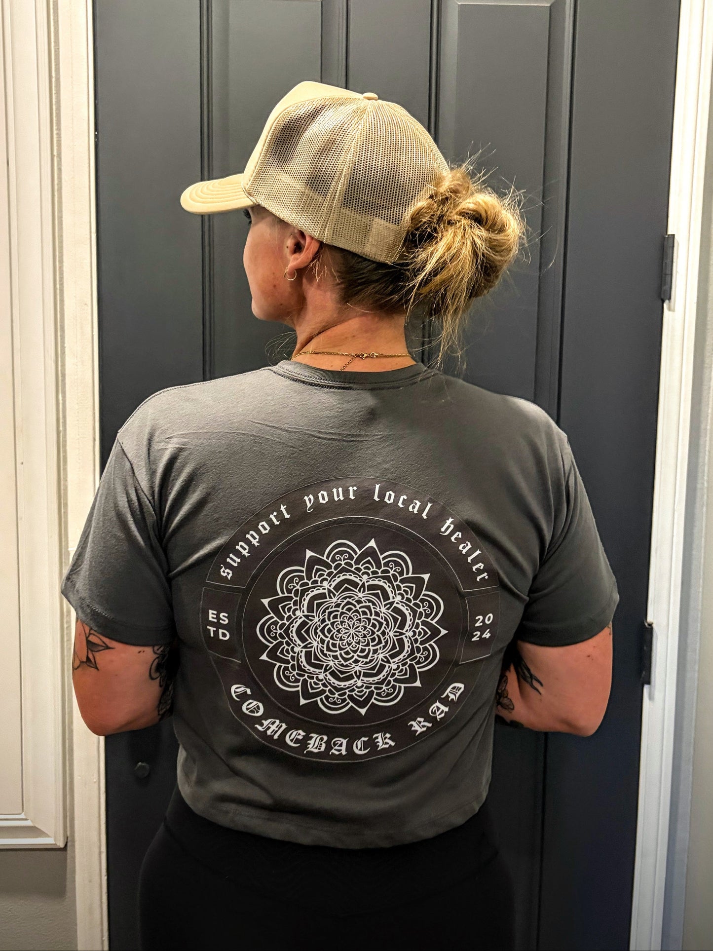 Support Your Local Healer Gray Crop Tee