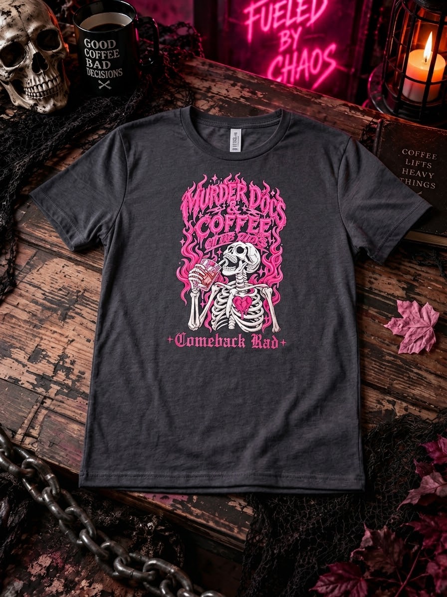 Murder Docs and Coffee on the Rocks Womens relaxed Tee